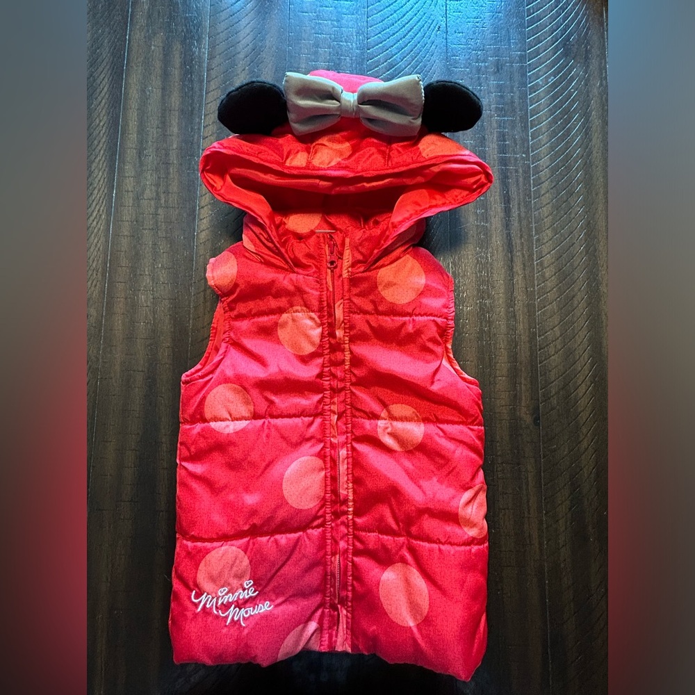 Disney Junior Mini Mouse Pink & Red Puffer Vest              Girls Size 4.